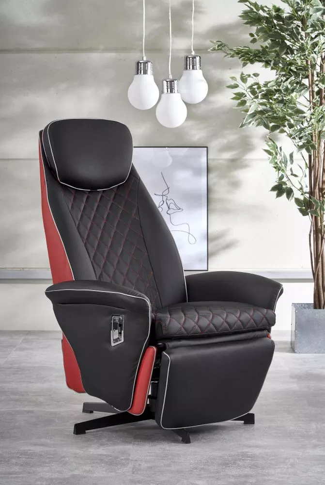 Mīksts krēsls Camaro Comfort Maksimālais dziļums: 146 cm, · Melns + sarkans · 77 × 72 × 86 cm