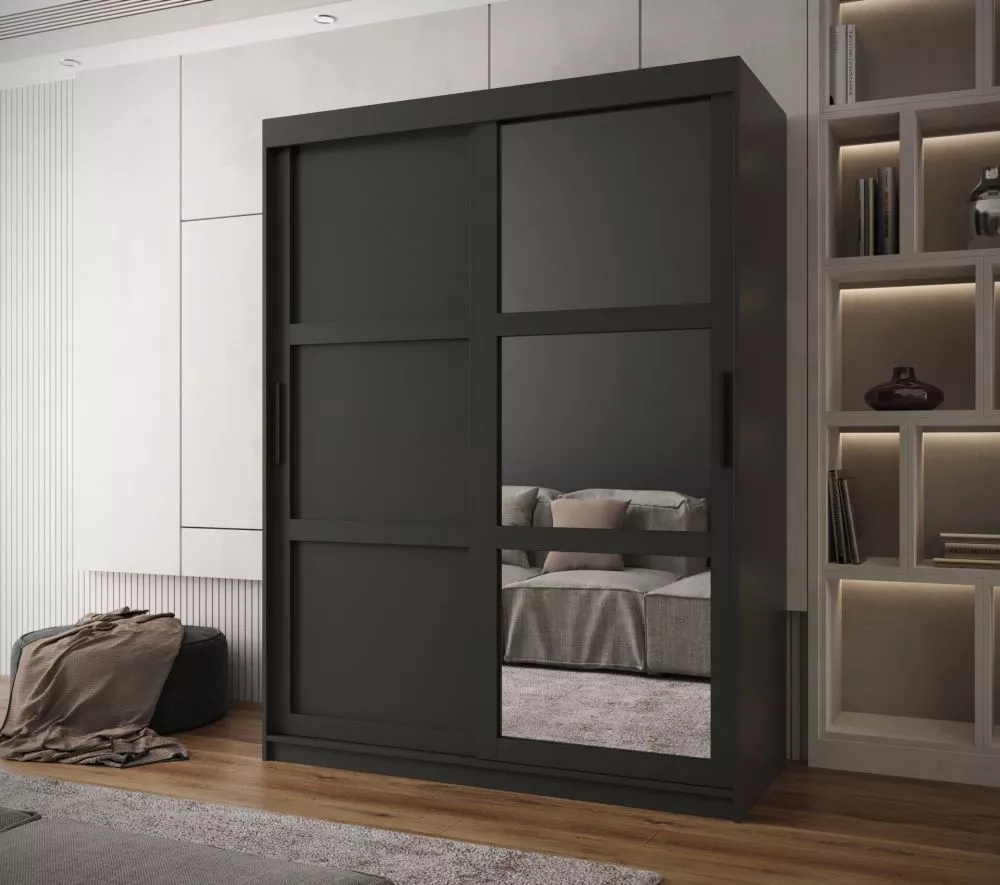 Skapis Miror 3 · Melns · 150 × 62 × 200 cm