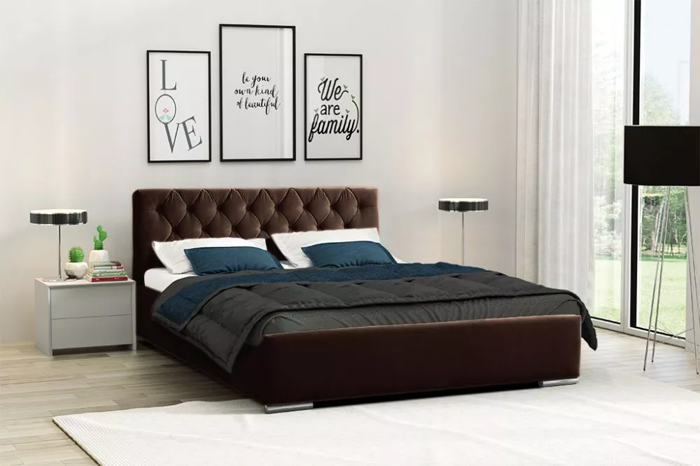 Gulta PK06 Basic ar stelāžu Guļamvietas platums: 180 cm, Guļamvietas garums: 200 cm, stelāžas tips: koka, · Tumši brūns 
