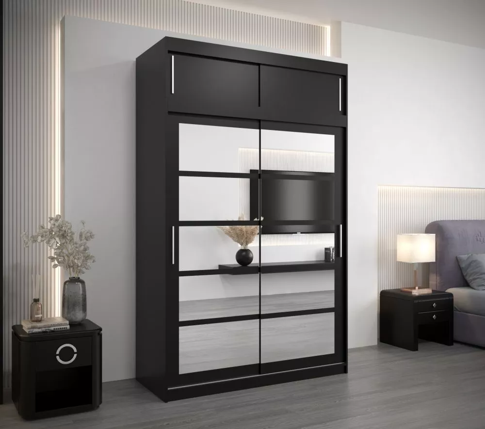 Skapis Roma 2 Premium · Melns · 150 × 62 × 240 cm