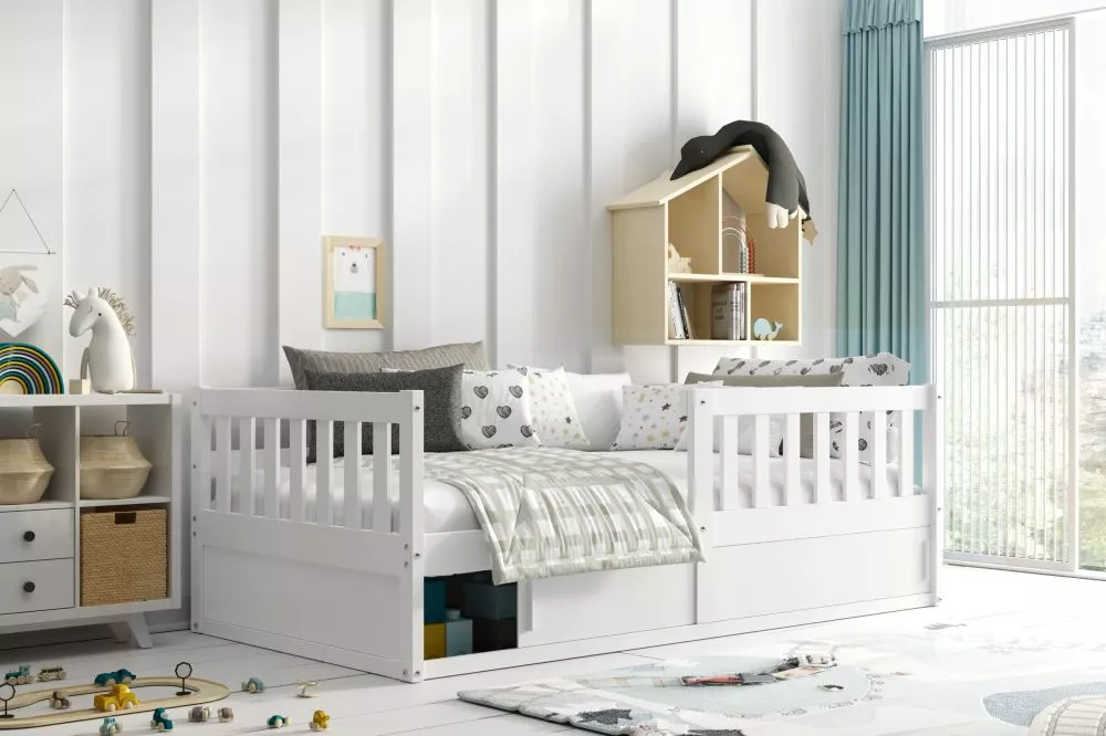 Bērnu gulta Smart ar stelāžu Guļamvietas platums: 80 cm, Guļamvietas garums: 160 cm, · 86 × 164.5 × 51 cm