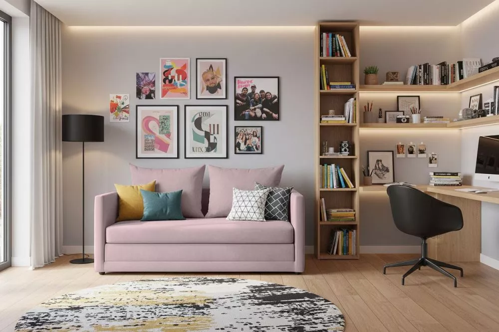Dīvāns Bolek Sofa Standard · Rozā · 67 × 128 × 76 cm