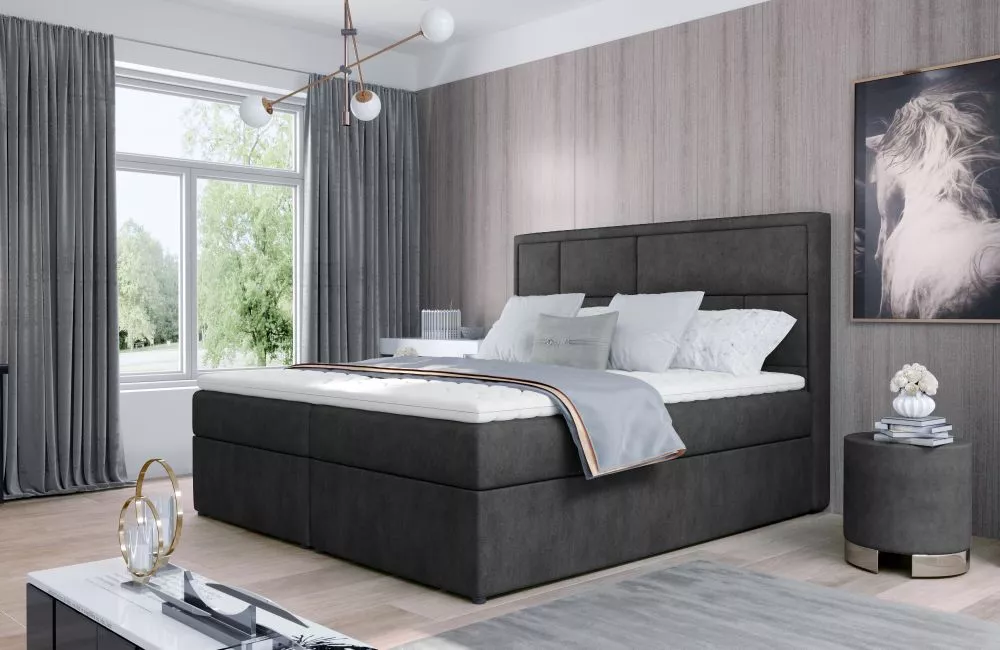 Gulta Meron Boxspring Premium standard Guļamvietas platums: 180 cm, Guļamvietas garums: 200 cm, · Grafīts · 180 × 215 × 