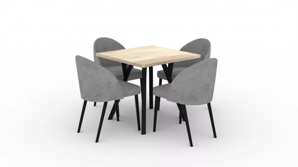 Komplekts Set 84 Personu skaits: 4, Korpusa krāsa: ozols sonoma, Elementu krāsa: tumši pelēks, · 80 cm