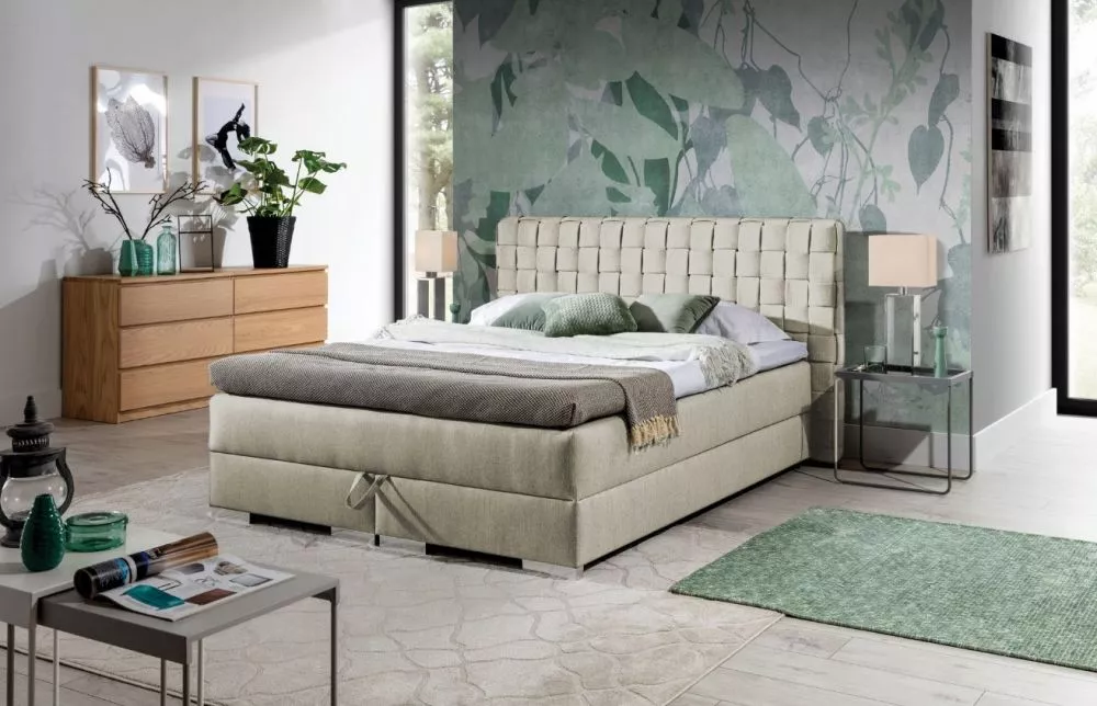 Gulta Kacper 4 Boxspring Standard Guļamvietas platums: 180 cm, Guļamvietas garums: 200 cm, · Krēma · 200 × 212 × 109 cm