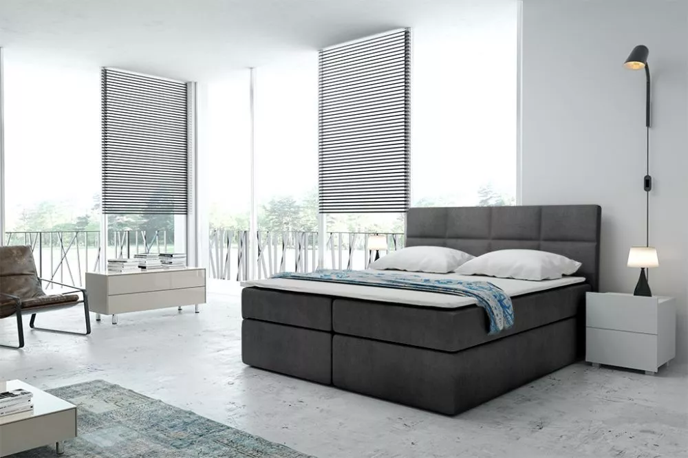 Gulta Boxspring 57 standard Guļamvietas platums: 140 cm, Guļamvietas garums: 200 cm, · Pelēks · 141 × 210 × 122 cm