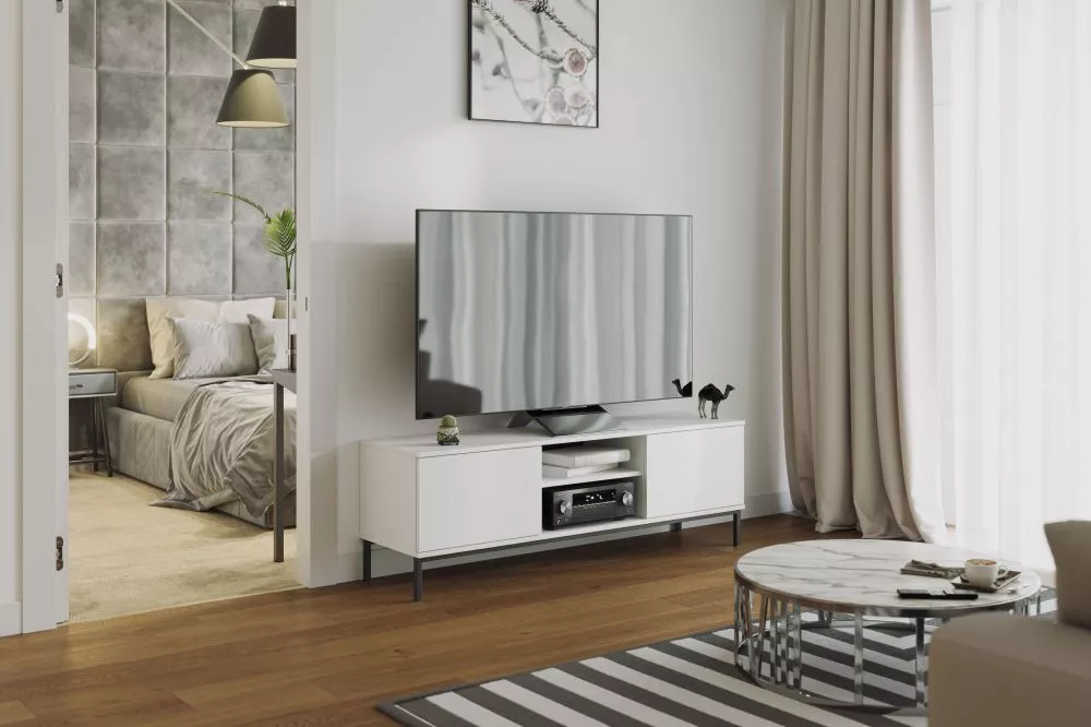 TV tumba Querty QT-05 · Balts · 150 × 41 × 50 cm