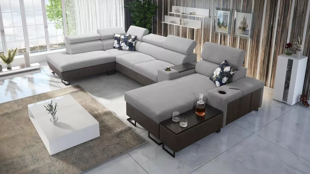 Dīvāns Melody 5 Premium Standard · Pelēks + grafīts · 220 × 375 × 84 cm