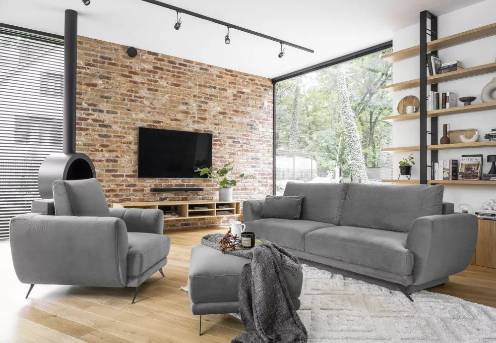 Komplekts Megis 3S+1S+P Lux standard · Gaiši pelēks · 95 × 250 × 90 cm