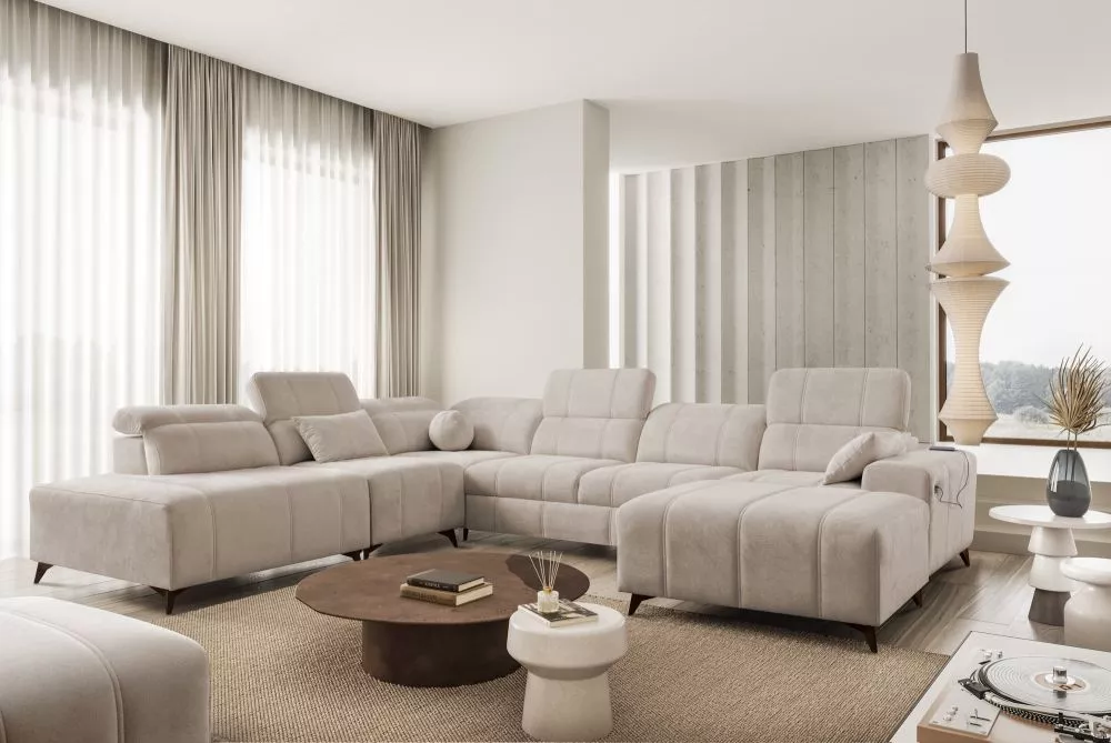 Dīvāns Dafne 10 Spring Standard · Kapučino · 286 × 345 × 77 cm