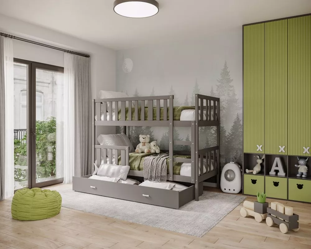 Bērnu gulta Nemo MDF 80x190 ar stelāžām Guļamvietas platums: 80 cm, Guļamvietas garums: 190 cm, · 86 × 198 × 158 cm