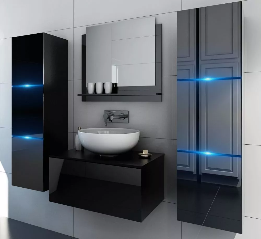 Vannas istabas komplekts Like 2 ar LED · Melns · 110 × 120 × 42 cm