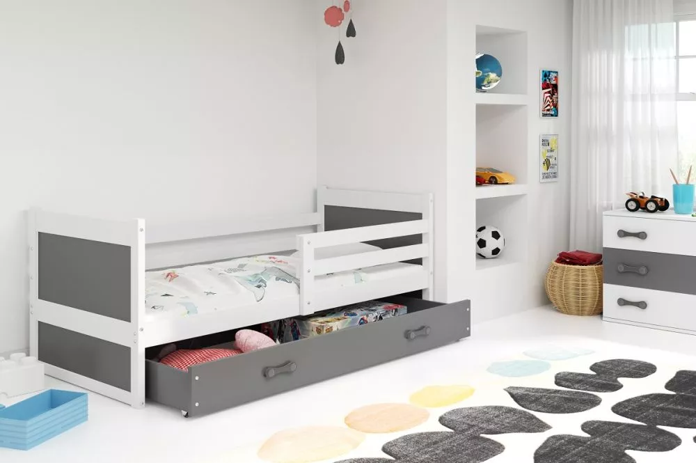 Bērnu gulta Rico Single White ar stelāžu Guļamvietas platums: 90 cm, Guļamvietas garums: 200 cm, · 97 × 205 × 73 cm