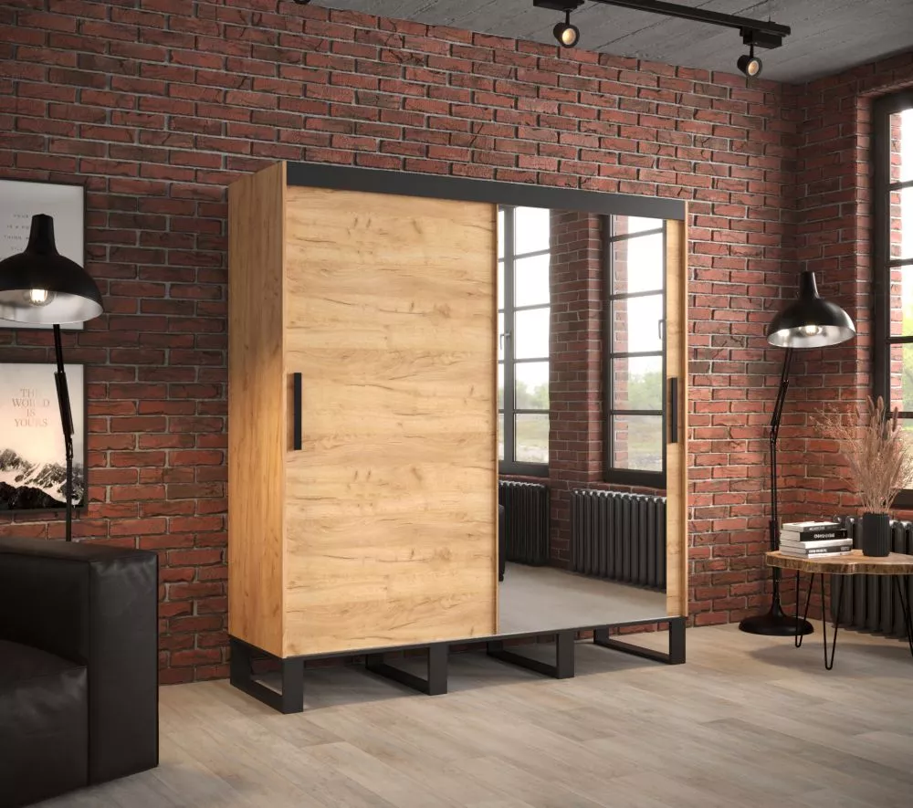 Skapis Loft T2 · Ozols craft zelts · 200 × 62 × 212 cm