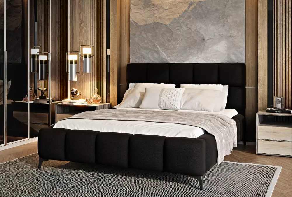 Gulta Mist Standard ar stelāžu Guļamvietas platums: 160 cm, Guļamvietas garums: 200 cm, stelāžas tips: metāla, · Tumši b