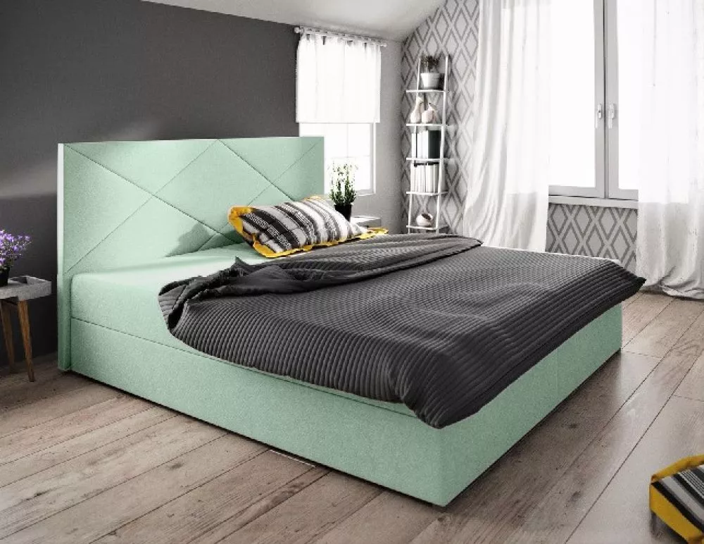 Gulta Fado 4 Boxspring Standard Guļamvietas platums: 140 cm, Guļamvietas garums: 200 cm, · Piparmētru · 145 × 208 × 106 