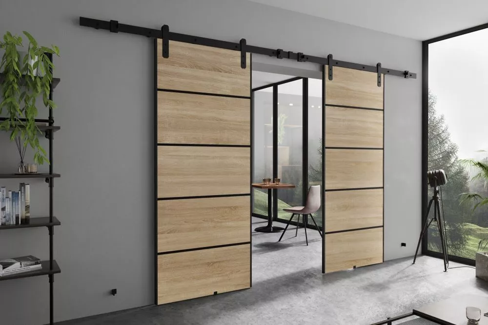 Bīdāmās durvis Arua Plus Duo · Ozols sonoma · 212 × 205 cm