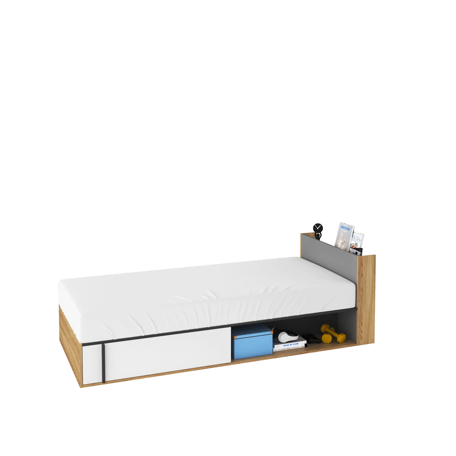 Gulta Imola IM-15 Left ar stelāžu Guļamvietas platums: 90 cm, Korpusa krāsa: ozols, Guļamvietas garums: 200 cm, stelāžas