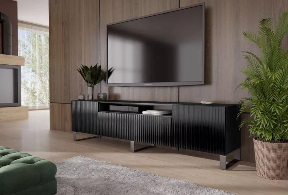 TV tumba Molly Premium · Melns · 200 × 41 × 53 cm