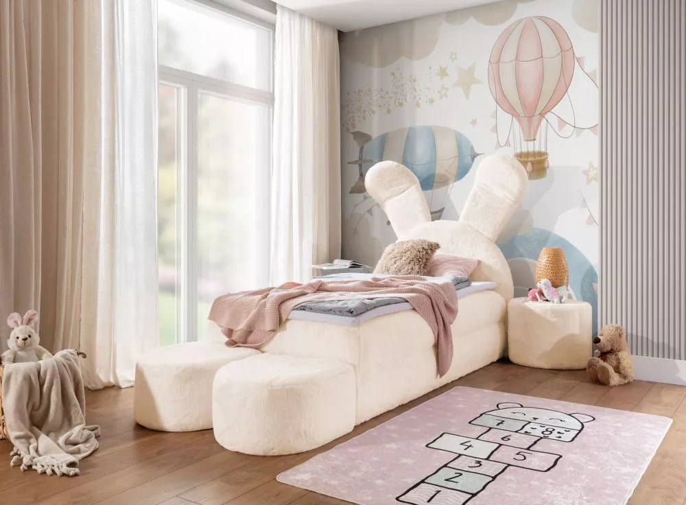 Gulta Bunny Boxspring Standard Guļamvietas platums: 120 cm, Guļamvietas garums: 200 cm, · Gaiši bēšs · 160 × 216 × 156 c