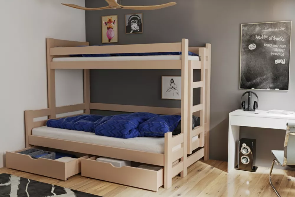 Bērnu gulta Beniamin Basic ar stelāžām Kāpņu puse: Pa labi, Guļamvietas platums: 120 cm, Guļamvietas garums: 200 cm, · K