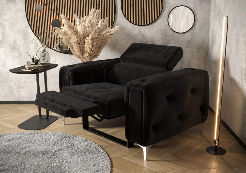 Mīksts krēsls Orion 1S Relax standard Sēdvietas dziļums: 56 cm, · Melns · 110 × 97 × 78 cm