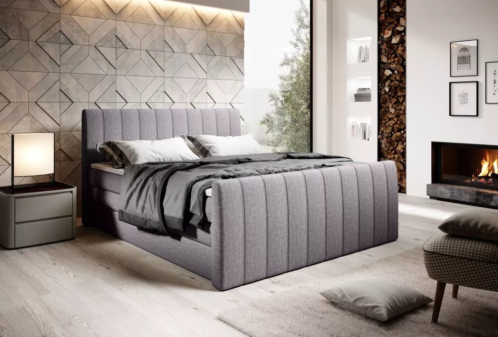 Gulta Carina Boxspring Standard Guļamvietas platums: 180 cm, Guļamvietas garums: 200 cm, · Gaiši pelēks · 191 × 225 × 11