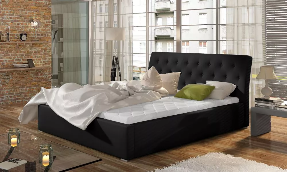 Gulta Milano standard ar stelāžu Guļamvietas platums: 160 cm, Guļamvietas garums: 200 cm, stelāžas tips: metāla, · Melns
