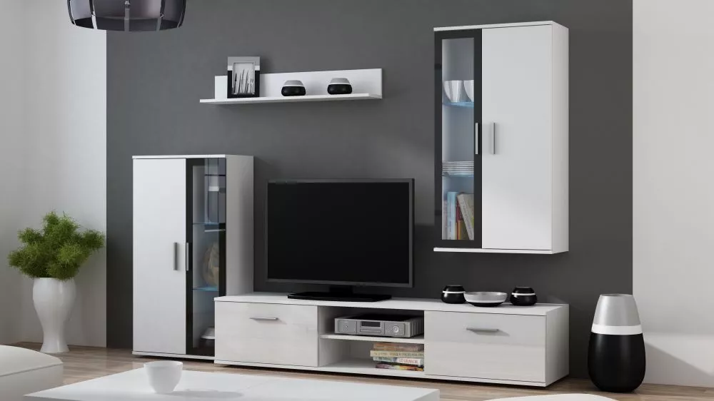 Sekcija Dora ar LED · Balts · 240 × 42 × 180 cm