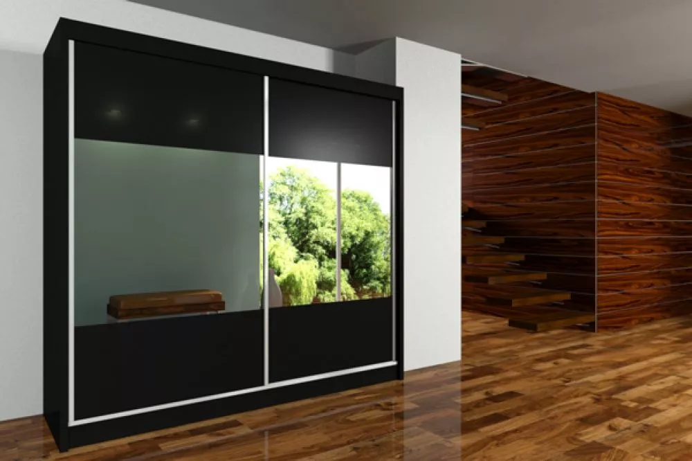 Skapis Celeste ar LED · Melns · 200 × 61 × 216 cm