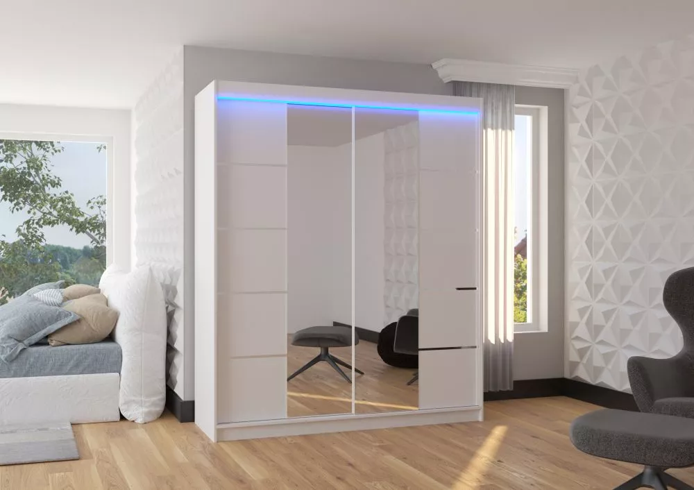 Skapis Traves ar LED · Balts · 180 × 58 × 215 cm