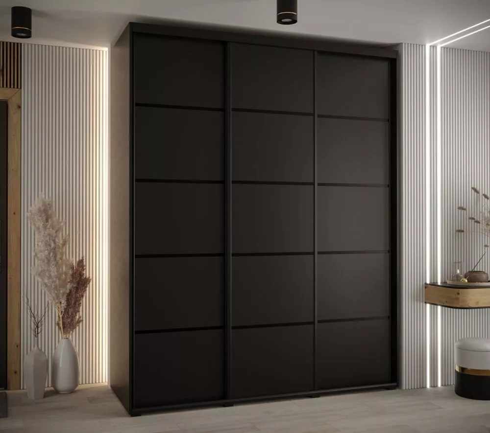 Skapis Cannes 4 · Melns · 190 × 60 × 205.2 cm