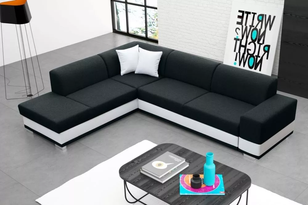 Dīvāns Darco Standard · Melns + balts · 220 × 285 × 80 cm