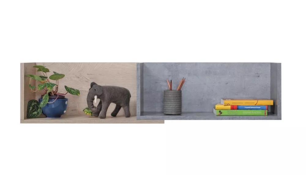 Plaukts Sigma SI14 · Betons + balts + ozols · 110 × 25 × 25 cm