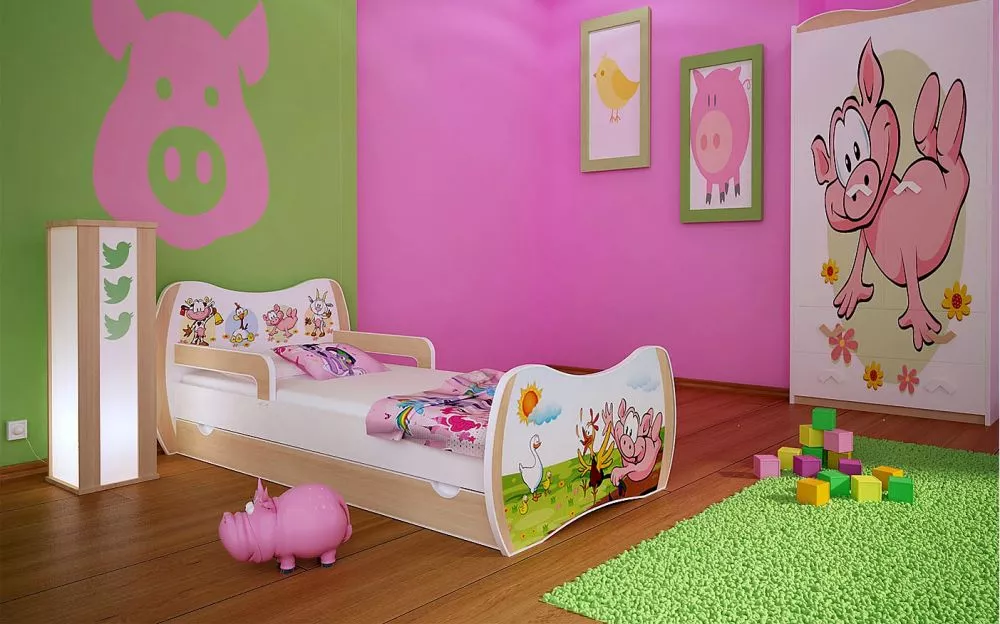 Bērnu gulta Dream L02 140x70 DM21 ar stelāžu Guļamvietas platums: 70 cm, Guļamvietas garums: 140 cm, · 94 × 144 × 71 cm