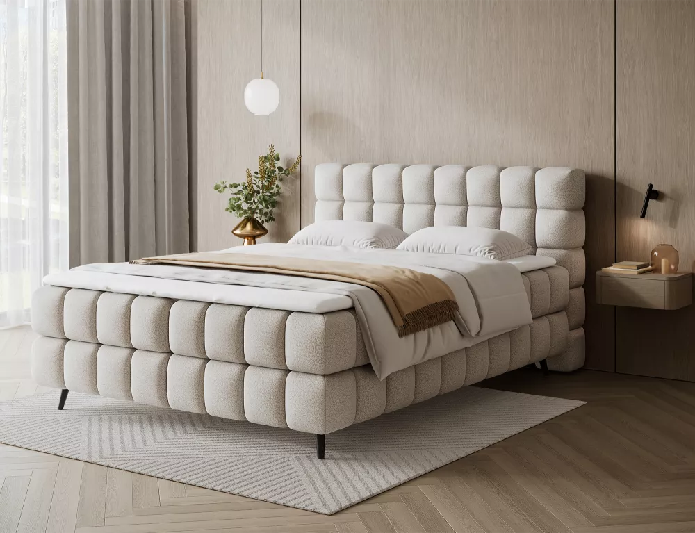 Gulta Sabeno Boxspring Standard Guļamvietas platums: 180 cm, Guļamvietas garums: 200 cm, · Bēšs · 180 × 222 × 111 cm