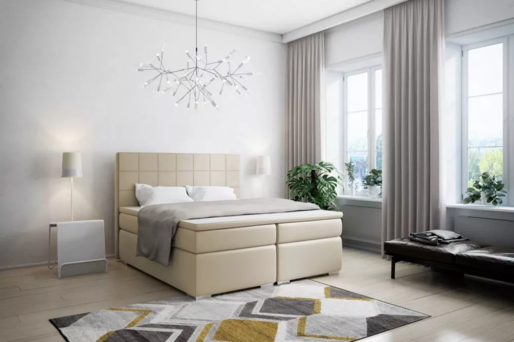 Gulta Vena Boxspring Standard Guļamvietas platums: 160 cm, Guļamvietas garums: 200 cm, · Krēma · 170 × 206 × 120 cm