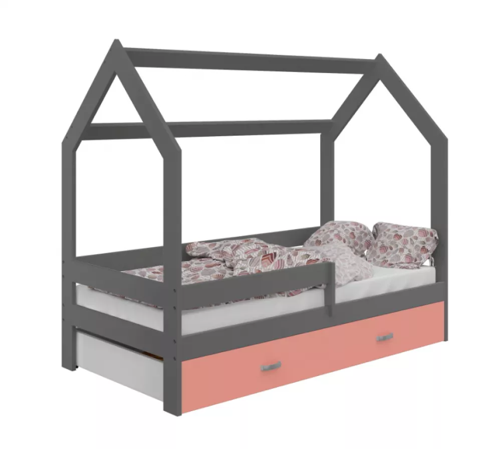 Bērnu gulta Domek D3 ar stelāžu Guļamvietas platums: 80 cm, Guļamvietas garums: 160 cm, · 87 × 164 × 144 cm