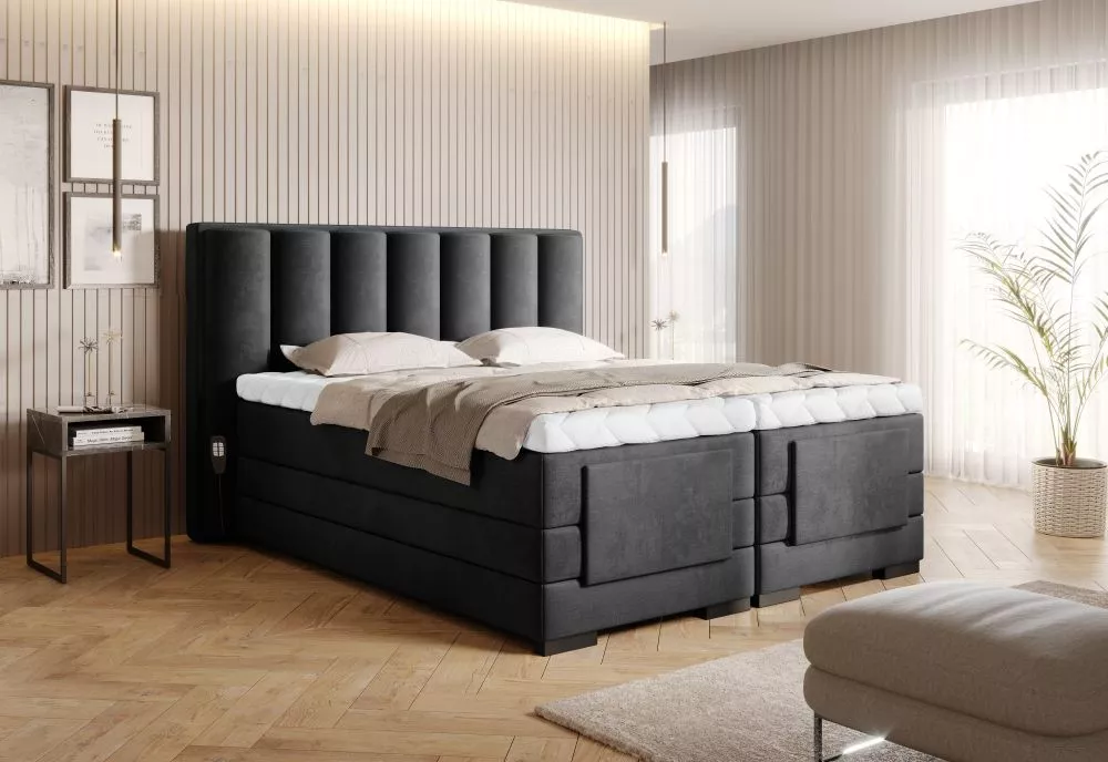 Gulta Veros Electric Boxspring Lux Standard Guļamvietas platums: 160 cm, Guļamvietas garums: 200 cm, · Grafīts · 178 × 2