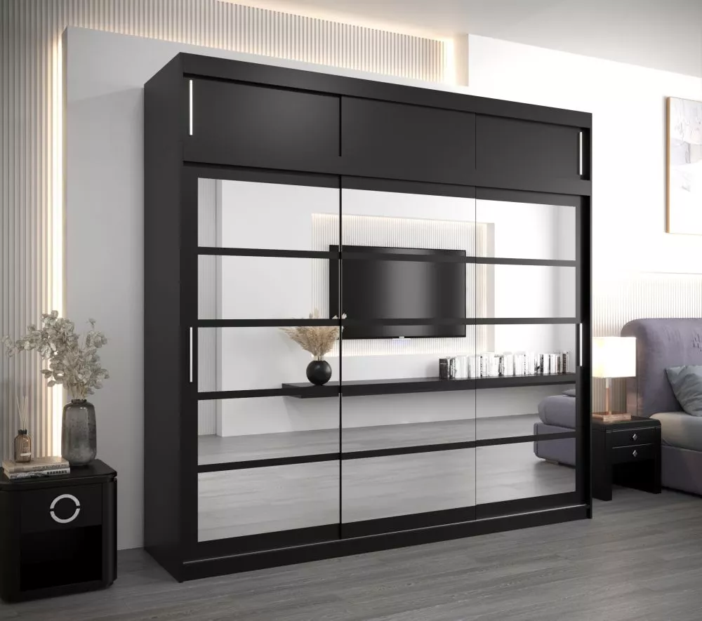 Skapis Roma 1 Premium · Melns · 250 × 62 × 240 cm