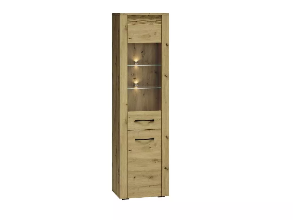Grāmatu skapis Artis 03 ar LED · Ozols artisan · 55 × 40 × 200 cm