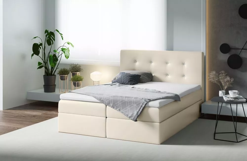 Gulta Mezi Boxspring Premium Standard Guļamvietas platums: 120 cm, Guļamvietas garums: 200 cm, · Gaiši bēšs · 120 × 213 
