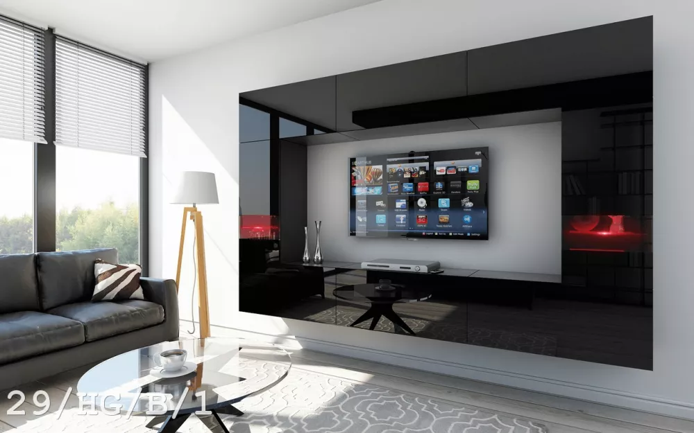 Sekcija Concept 29 ar LED · Melns · 273 × 35 × 165 cm