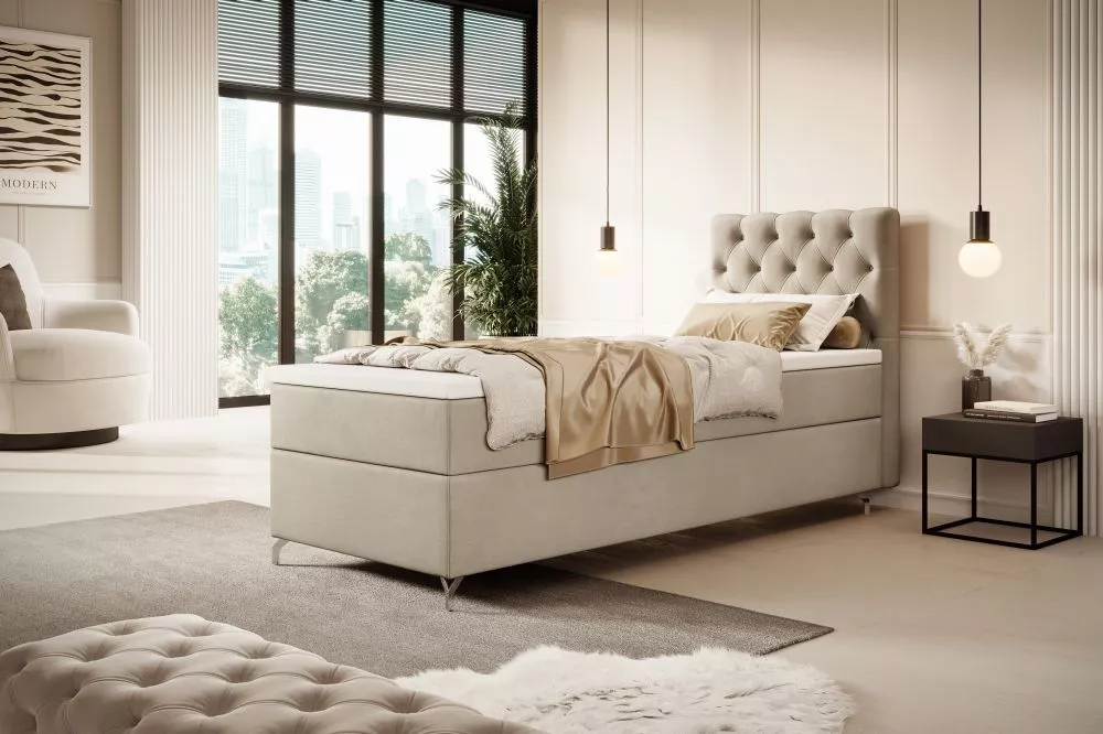 Gulta Chester 80/90 Bonell Boxspring Standard Guļamvietas platums: 90 cm, Guļamvietas garums: 200 cm, · Gaiši bēšs · 90 