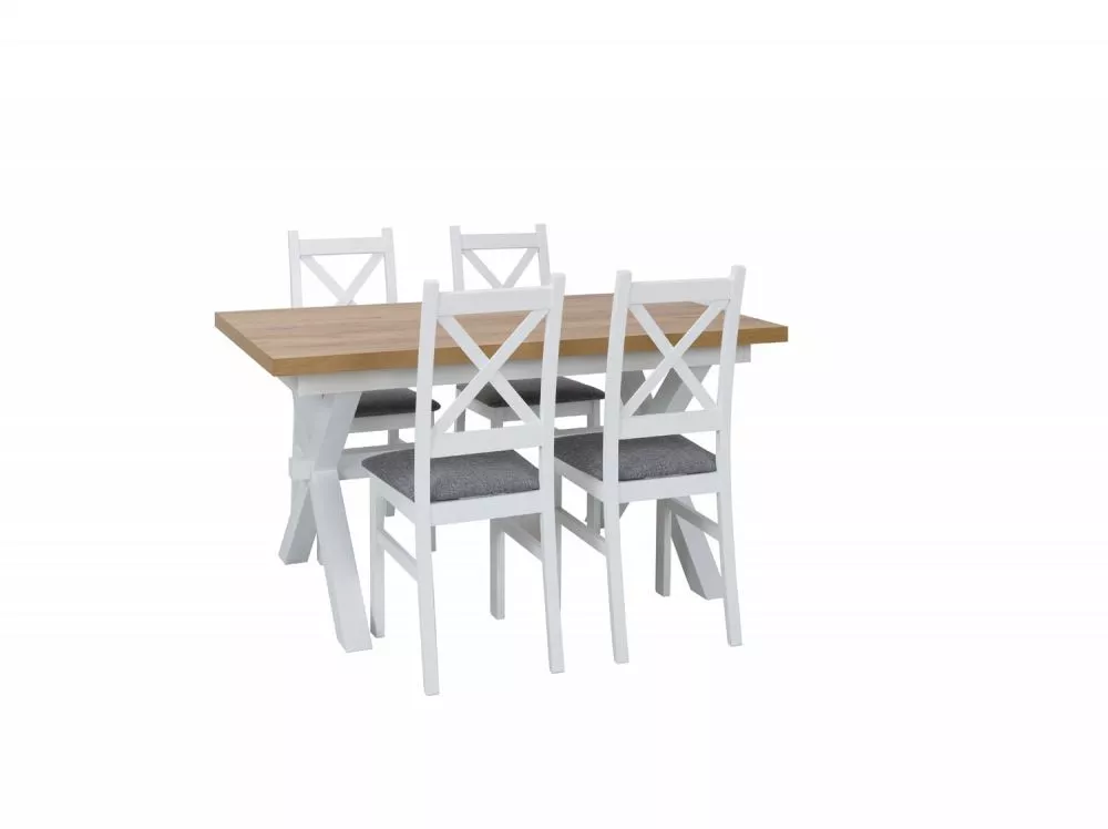 Komplekts Cross Set Personu skaits: 4, · Balts + ozols · 145 cm