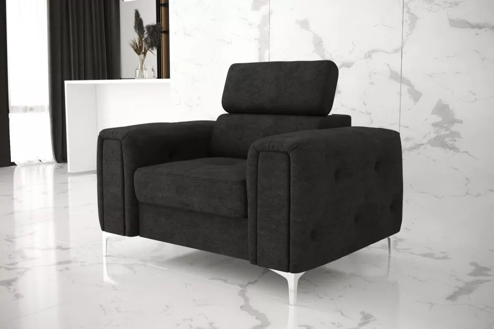 Mīksts krēsls Orion 1S standard Sēdvietas dziļums: 56 cm, · Melna · 110 × 97 × 78 cm