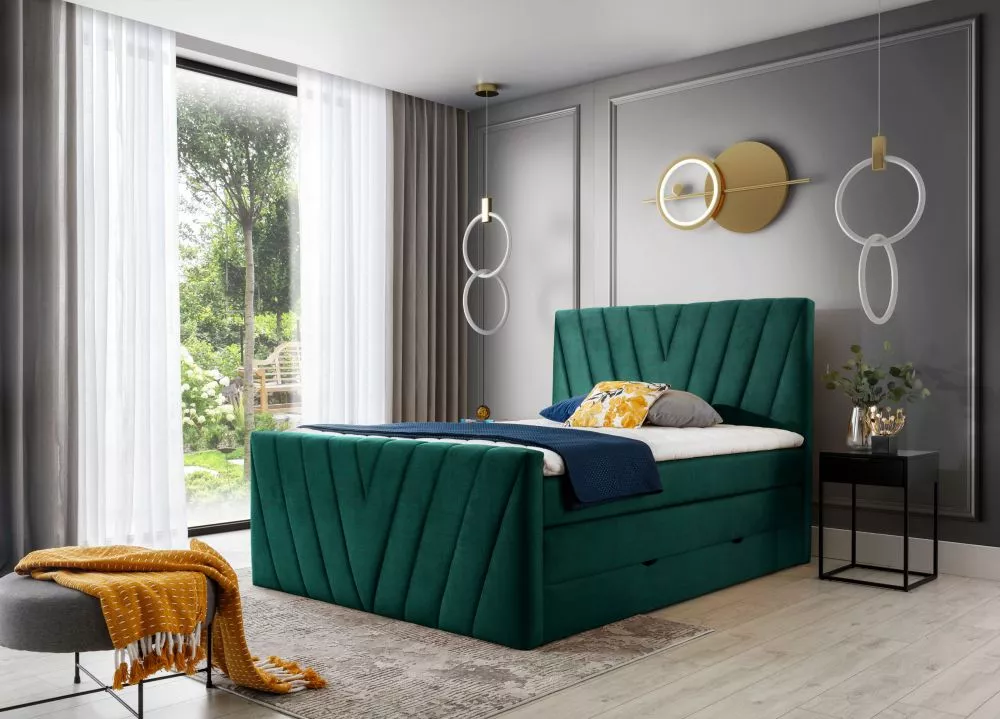 Gulta Candice Boxspring Lux standard Guļamvietas platums: 180 cm, Guļamvietas garums: 200 cm, · Zaļš · 180 × 220 × 133 c
