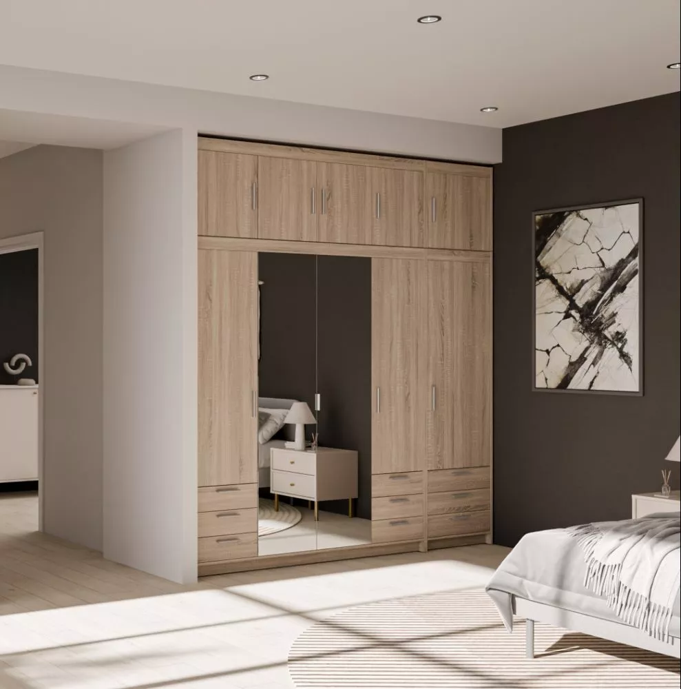 Skapis Elena 4D6S1D3S ar spoguli · Sonoma · 236.2 × 53 × 245.5 cm