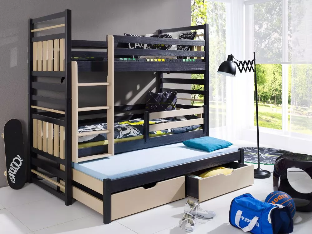 Bērnu gulta Hipolit ar stelāžām Kāpņu puse: Pa labi, Guļamvietas platums: 80 cm, Guļamvietas garums: 180 cm, · 87 × 190 