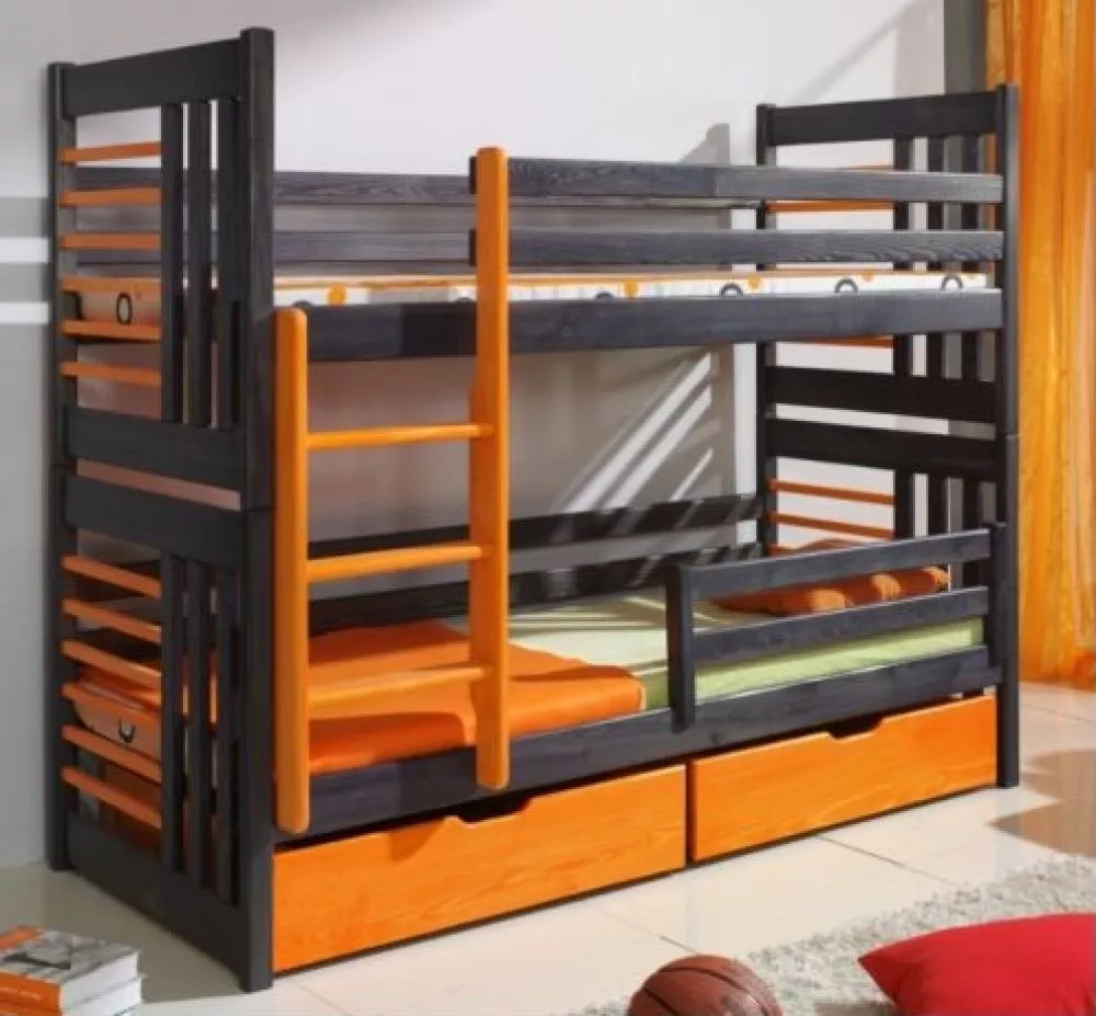 Bērnu gulta Roland 3 ar stelāžām Kāpņu puse: Pa labi, Guļamvietas platums: 80 cm, Guļamvietas garums: 180 cm, · 87 × 190